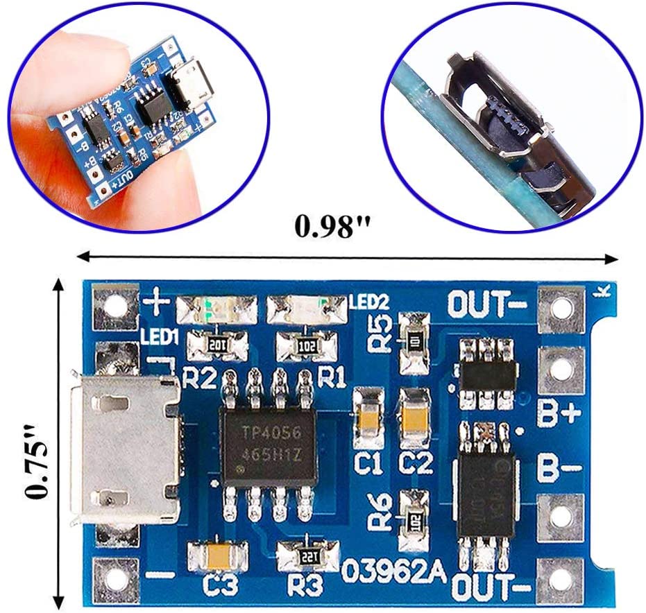 5V 1A Micro USB Lithium Battery Charging Board TP4056 Charger Module